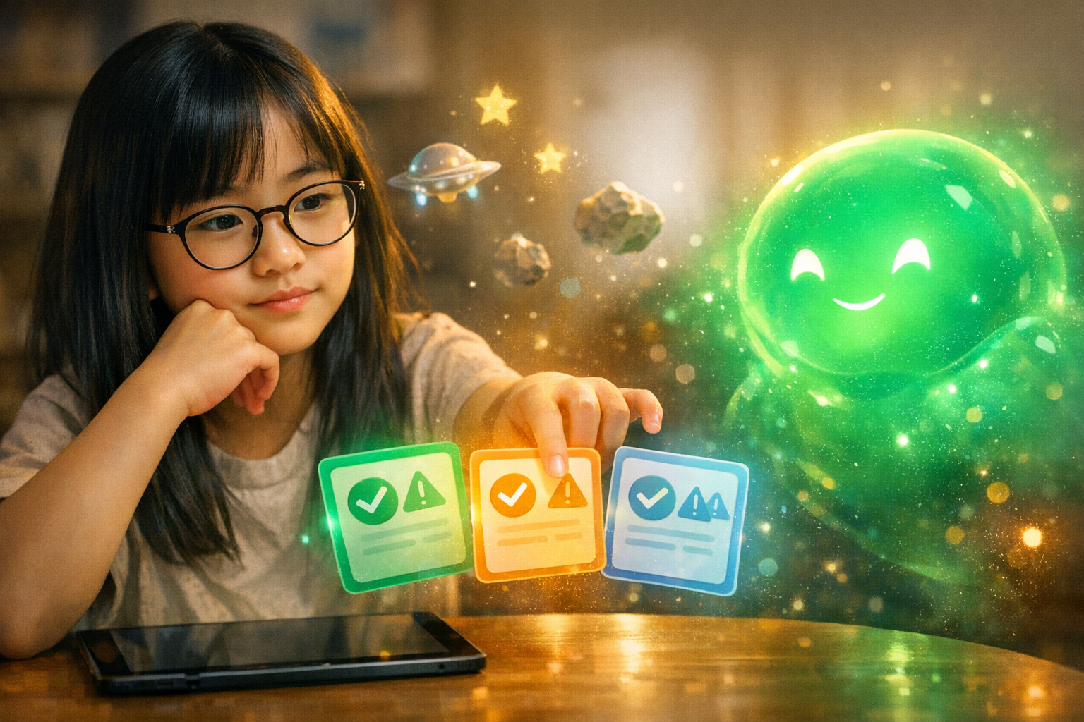 Child collaborating with AI to make decisions